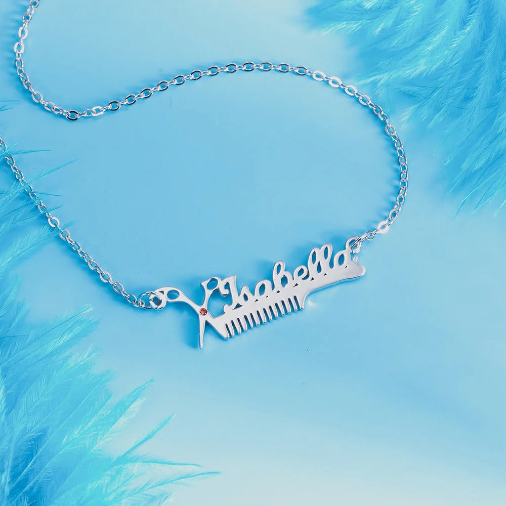 Hairdresser Birthstone Name Necklace - Glamour