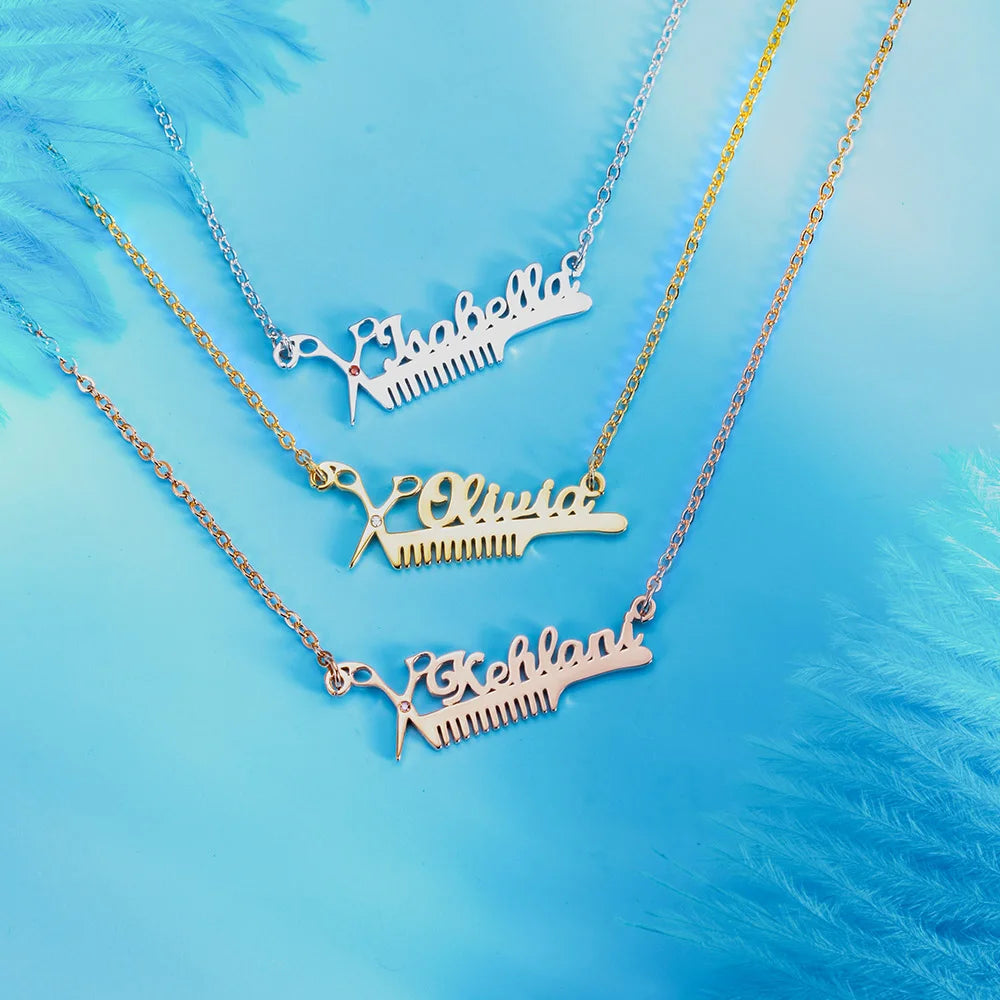 Hairdresser Birthstone Name Necklace - Glamour