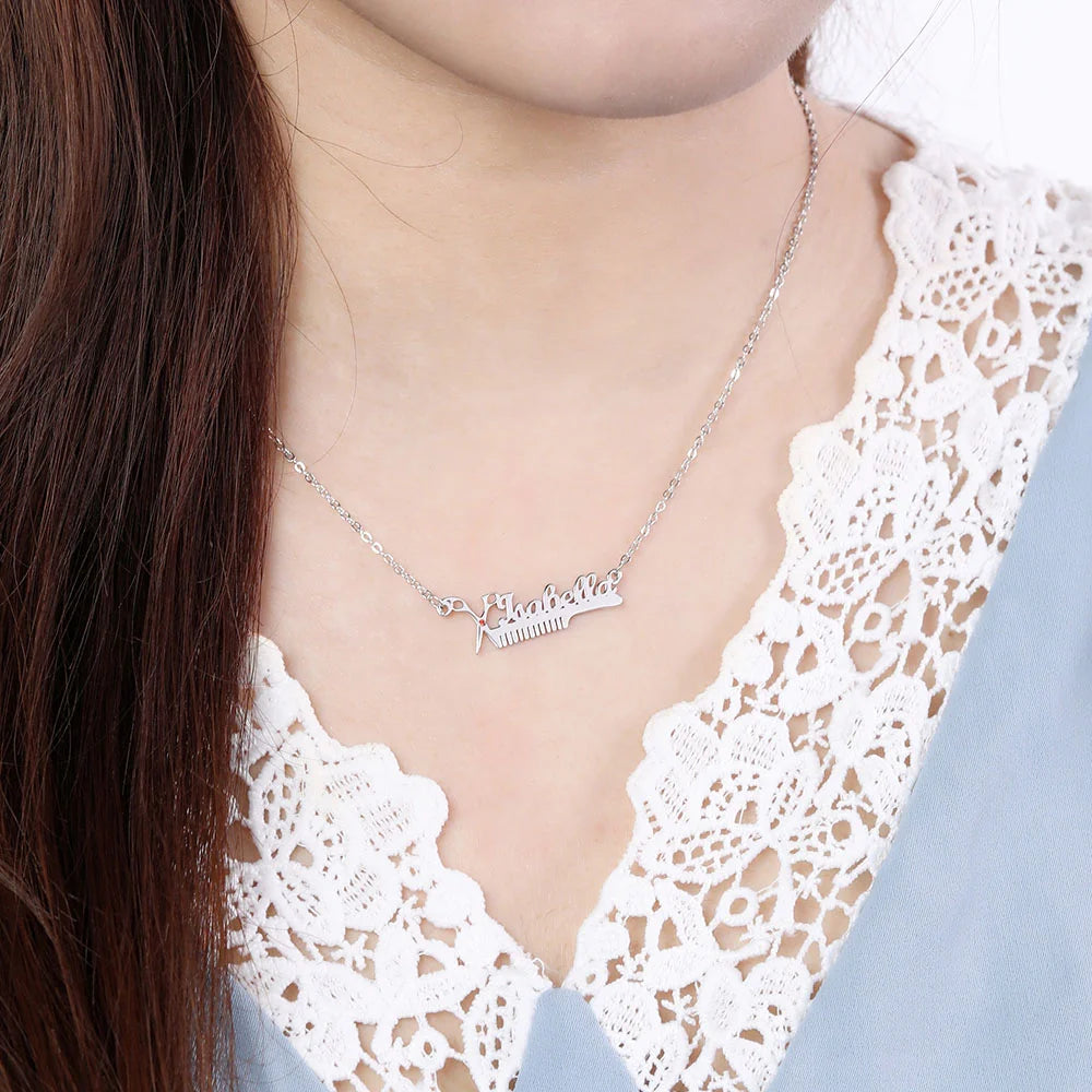 Hairdresser Birthstone Name Necklace - Glamour