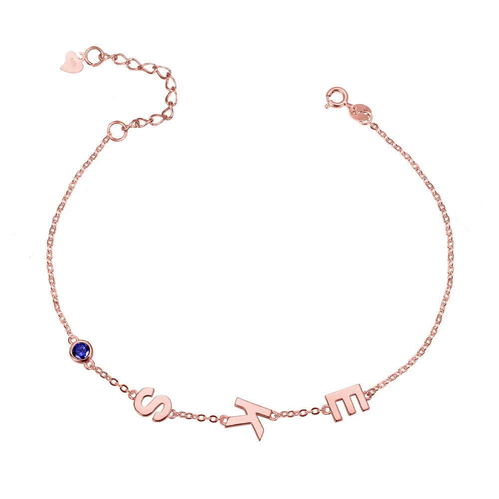 Custom Sideways Initial Bracelet Letter Bracelet - Glamour