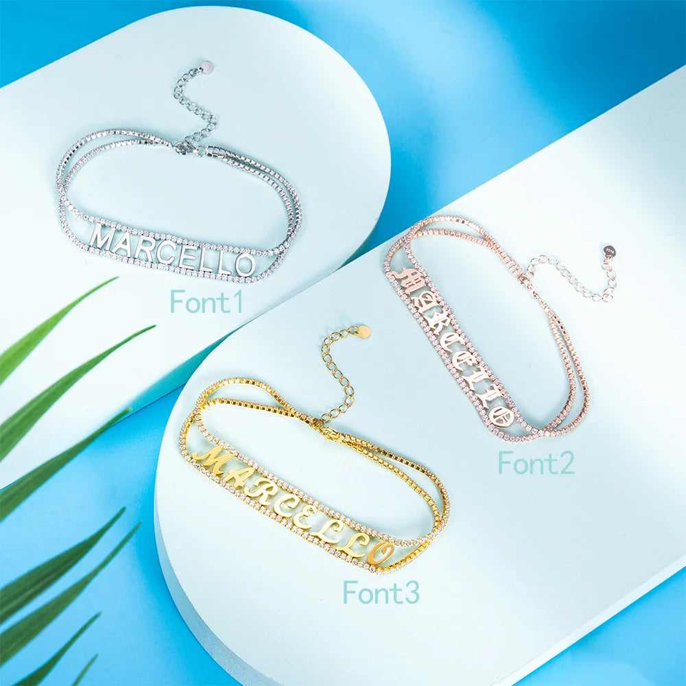 Personalized Name Bracelet With Birthstone - Glamour