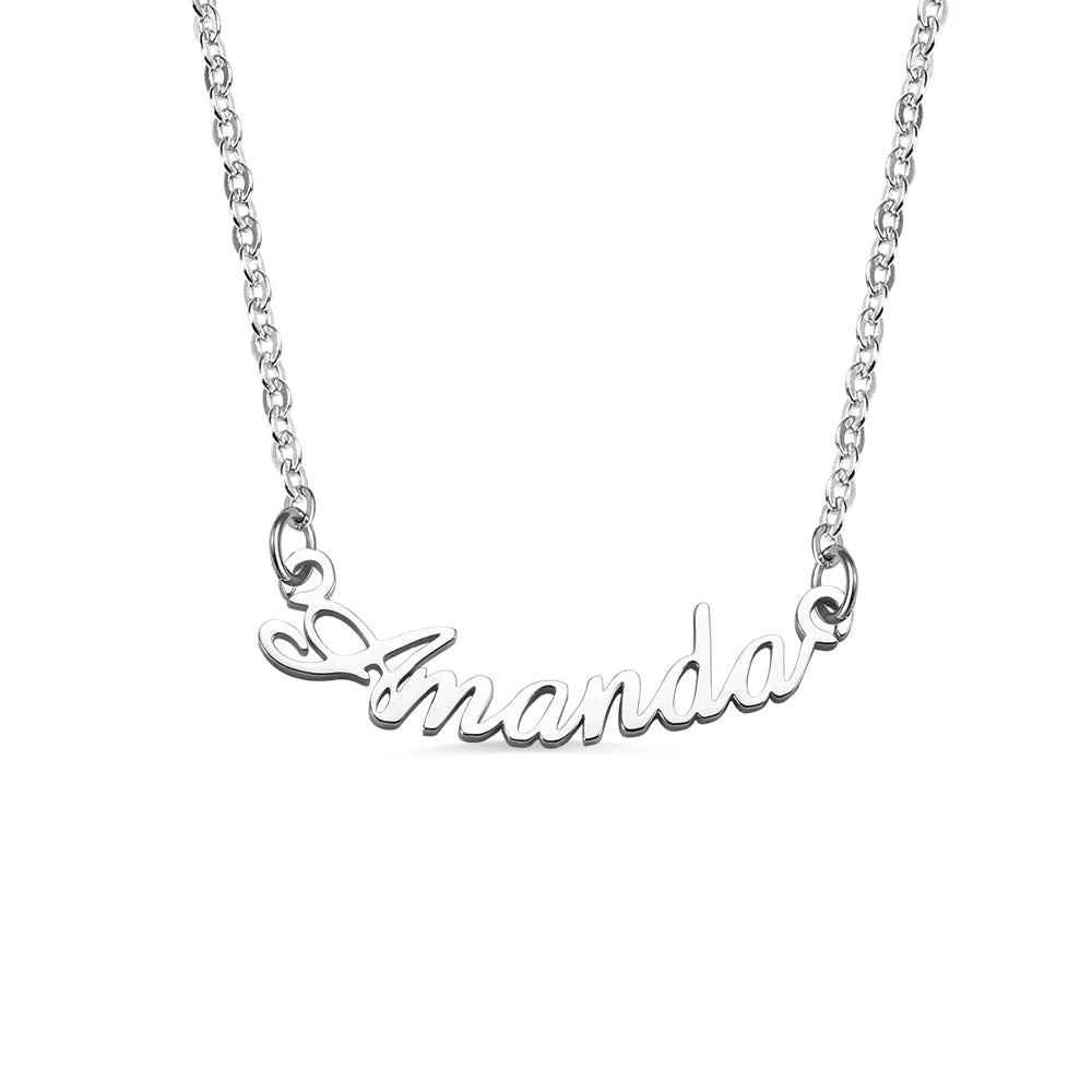 Custom-made Smile Silver Necklace with Name - Glamour