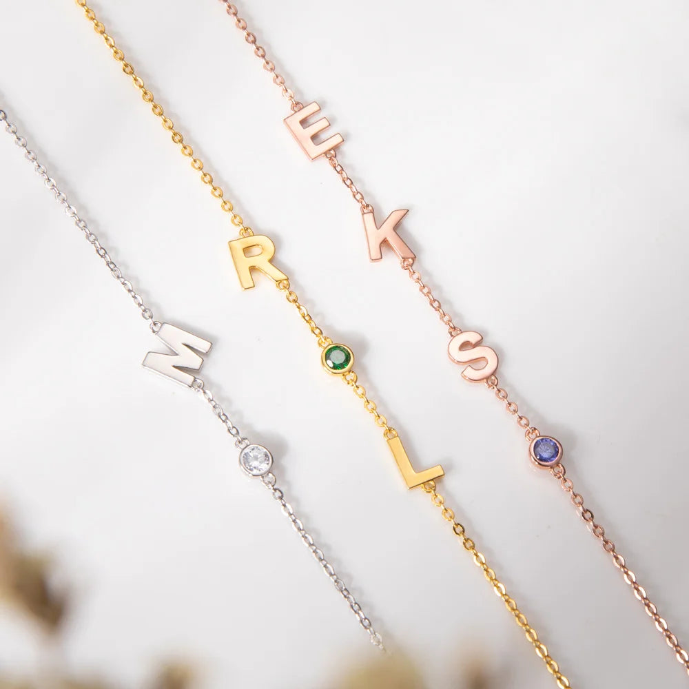 Custom Sideways Initial Bracelet Letter Bracelet - Glamour