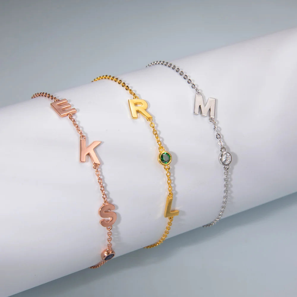Custom Sideways Initial Bracelet Letter Bracelet - Glamour