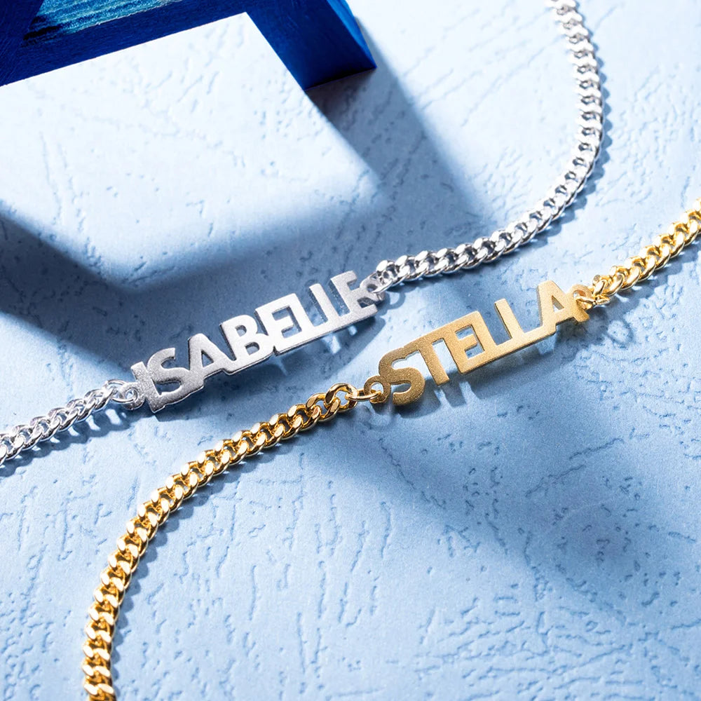 Personalized Bold Curb Chain Name Bracelet Arabic- English - Glamour