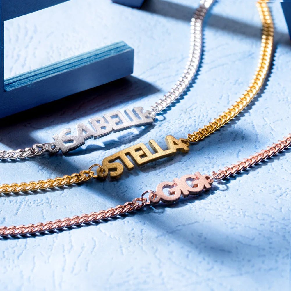 Personalized Bold Curb Chain Name Bracelet Arabic- English - Glamour