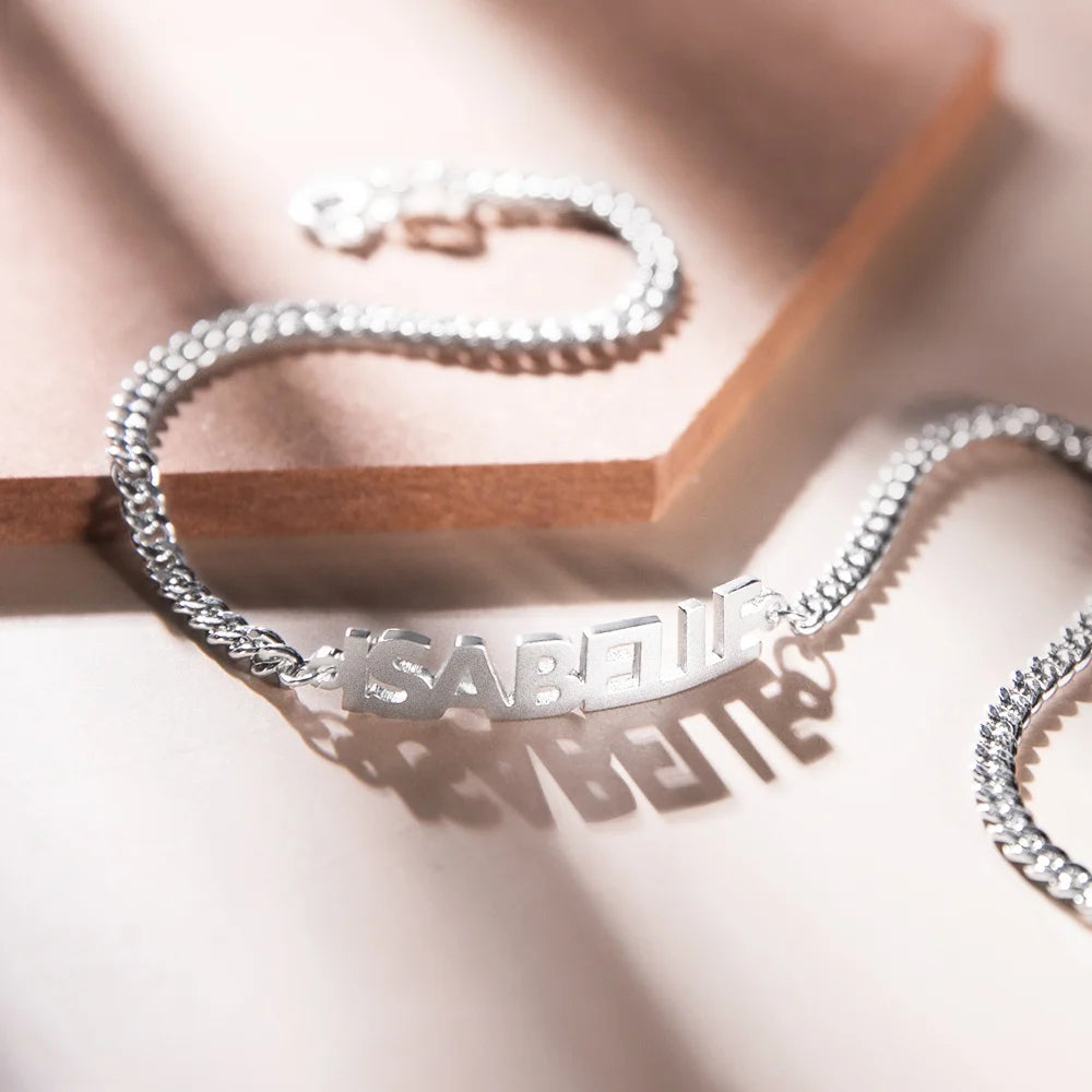 Personalized Bold Curb Chain Name Bracelet Arabic- English - Glamour