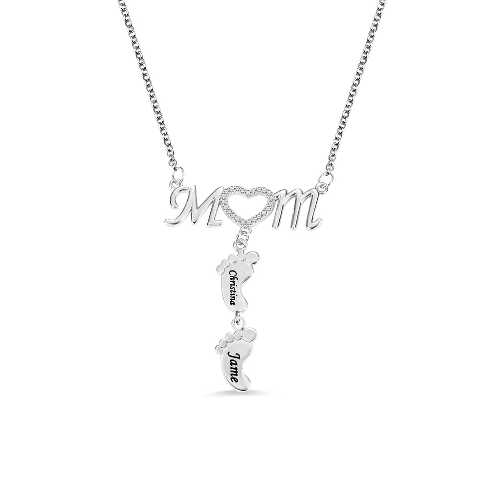 Custom-Made New Mom Necklace with Baby Feet - Glamour