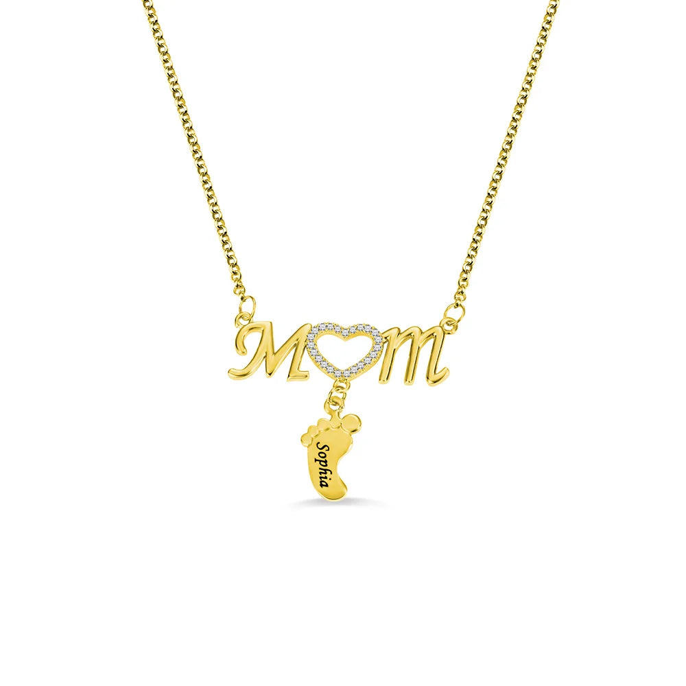 Custom-Made New Mom Necklace with Baby Feet - Glamour