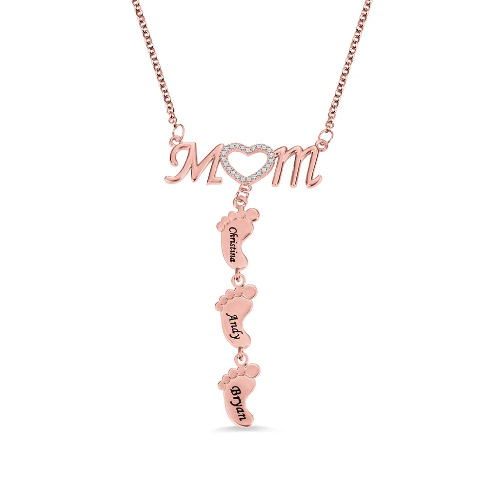 Custom-Made New Mom Necklace with Baby Feet - Glamour