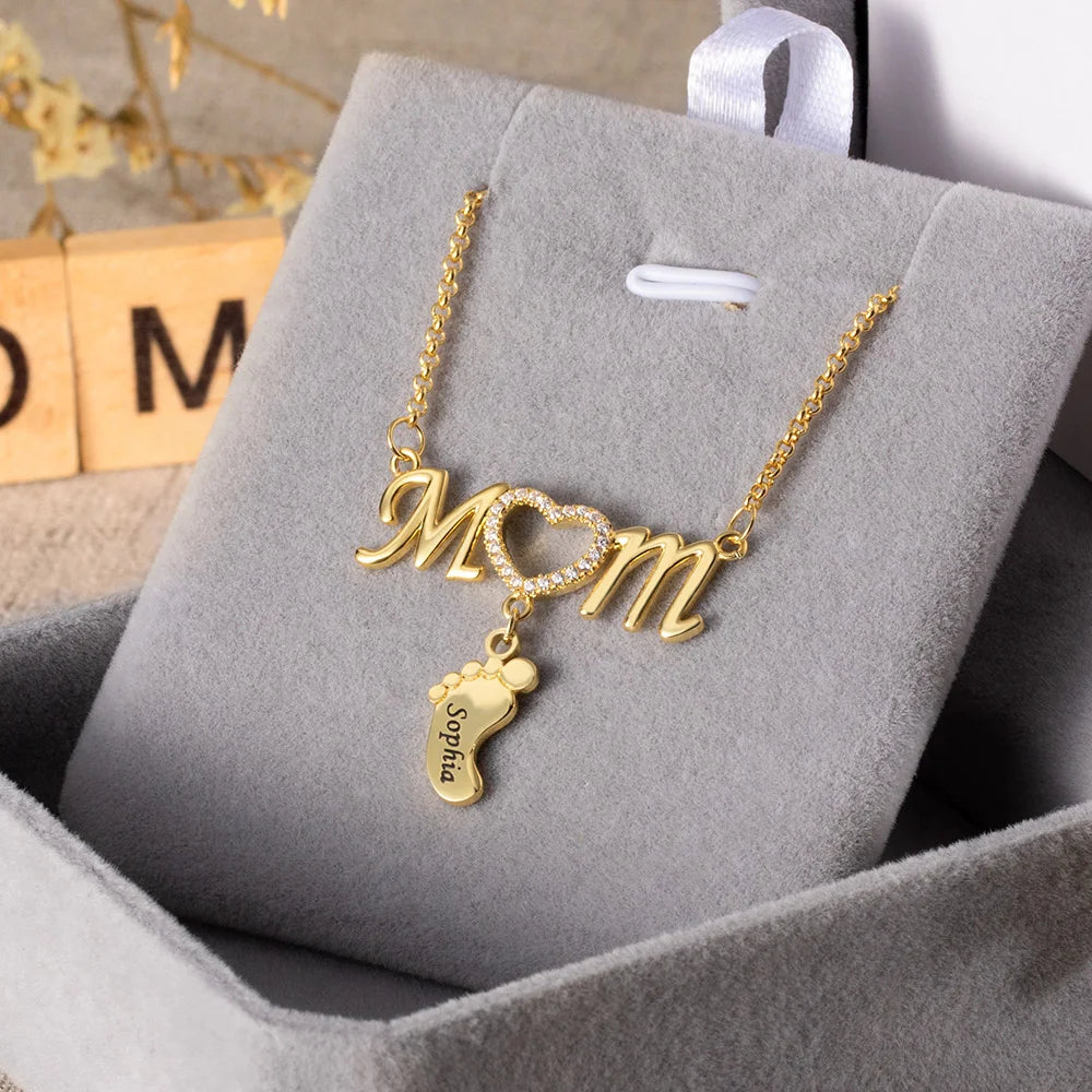 Custom-Made New Mom Necklace with Baby Feet - Glamour