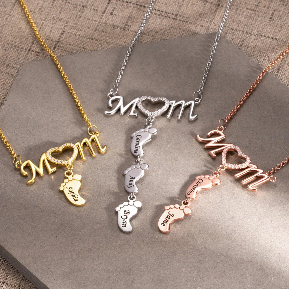 Custom-Made New Mom Necklace with Baby Feet - Glamour