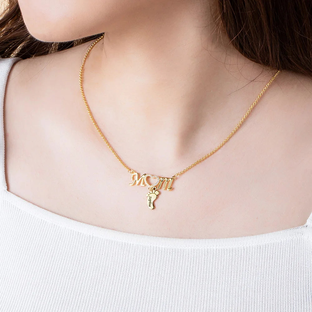 Custom-Made New Mom Necklace with Baby Feet - Glamour