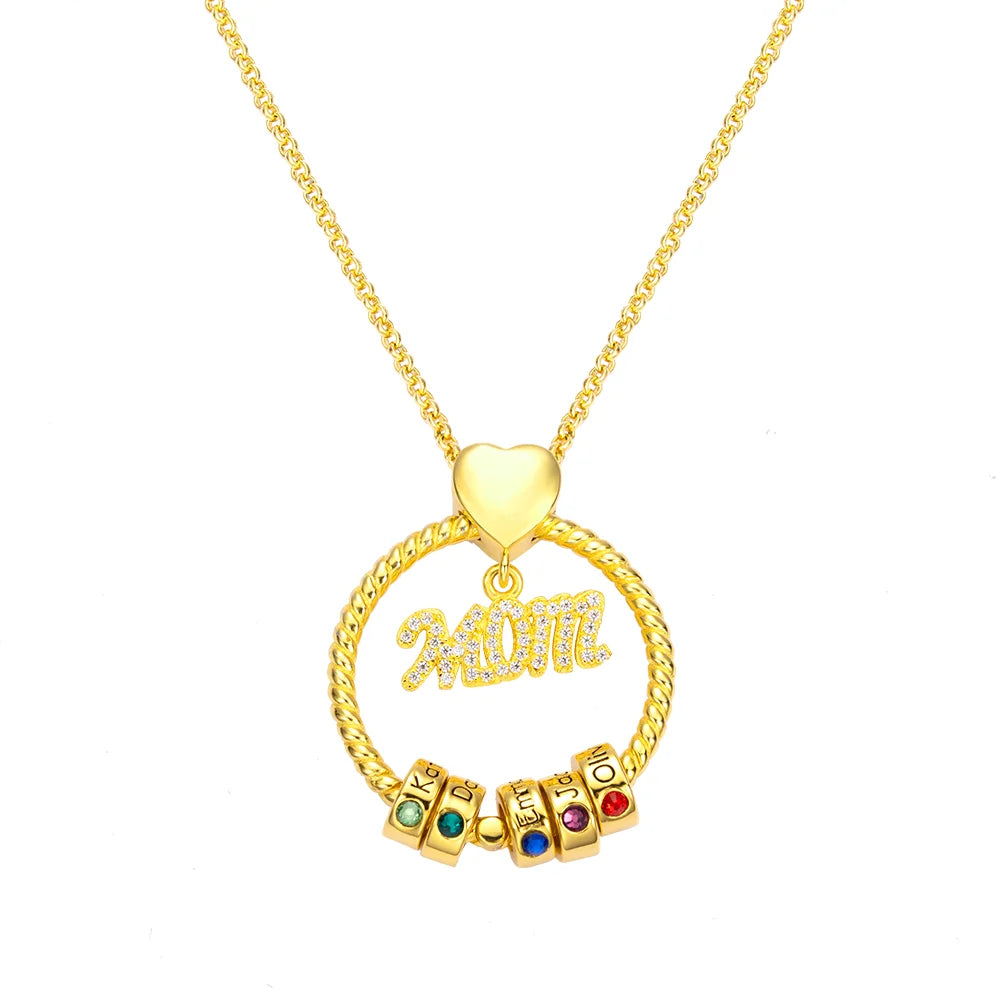 Personalized Name and Birthstone Family Necklace for Mother in Gold - Glamour