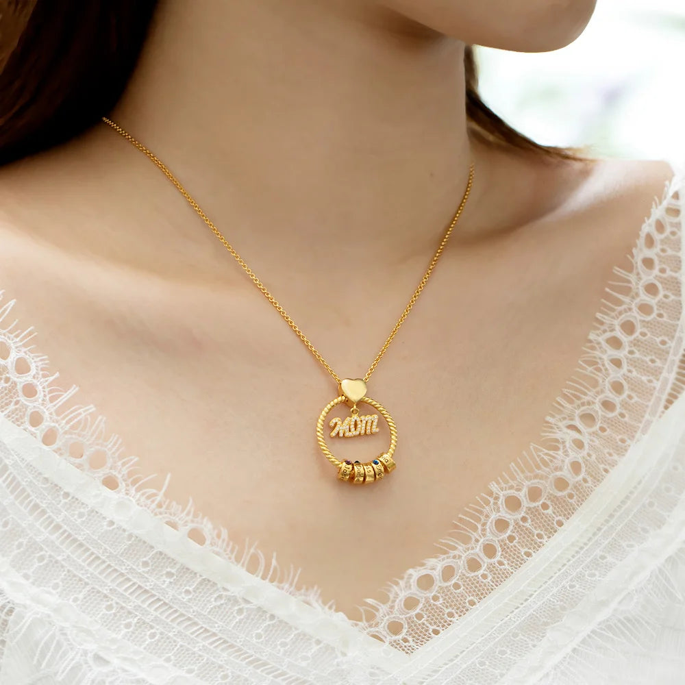 Personalized Name and Birthstone Family Necklace for Mother in Gold - Glamour