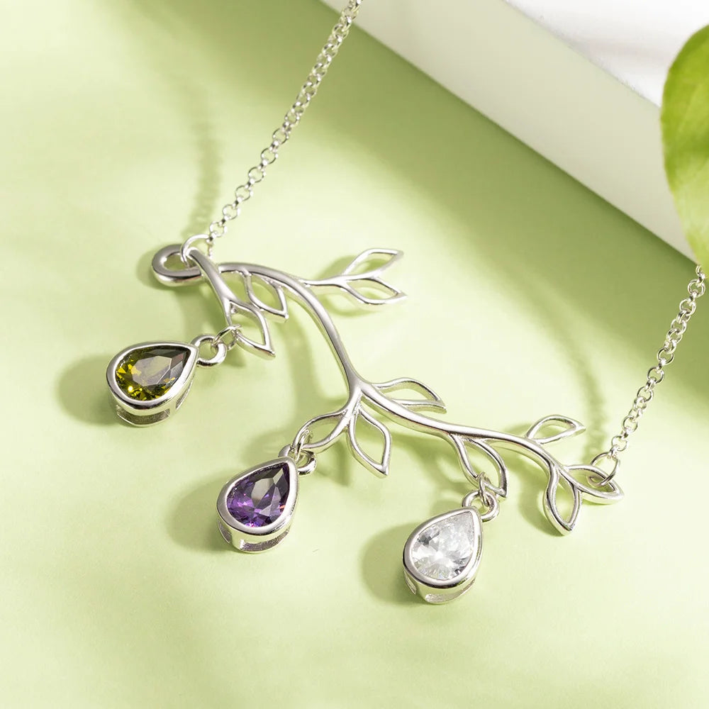Personalized Family Tree Branch Birthstone/Letter Necklace/Bracelet - Glamour