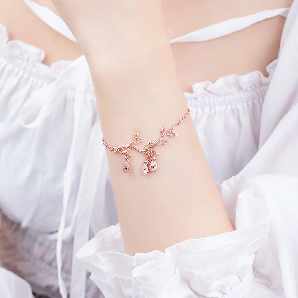 Personalized Family Tree Branch Birthstone/Letter Necklace/Bracelet - Glamour