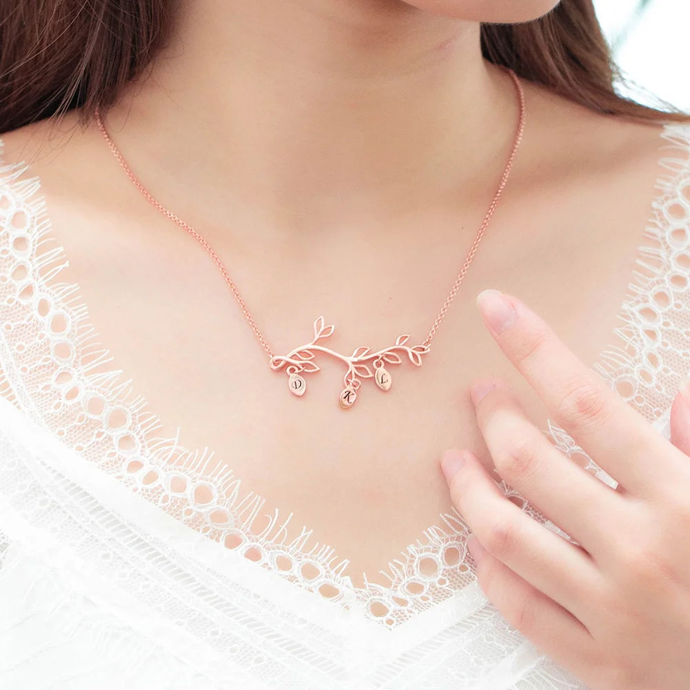 Personalized Family Tree Branch Birthstone/Letter Necklace/Bracelet - Glamour