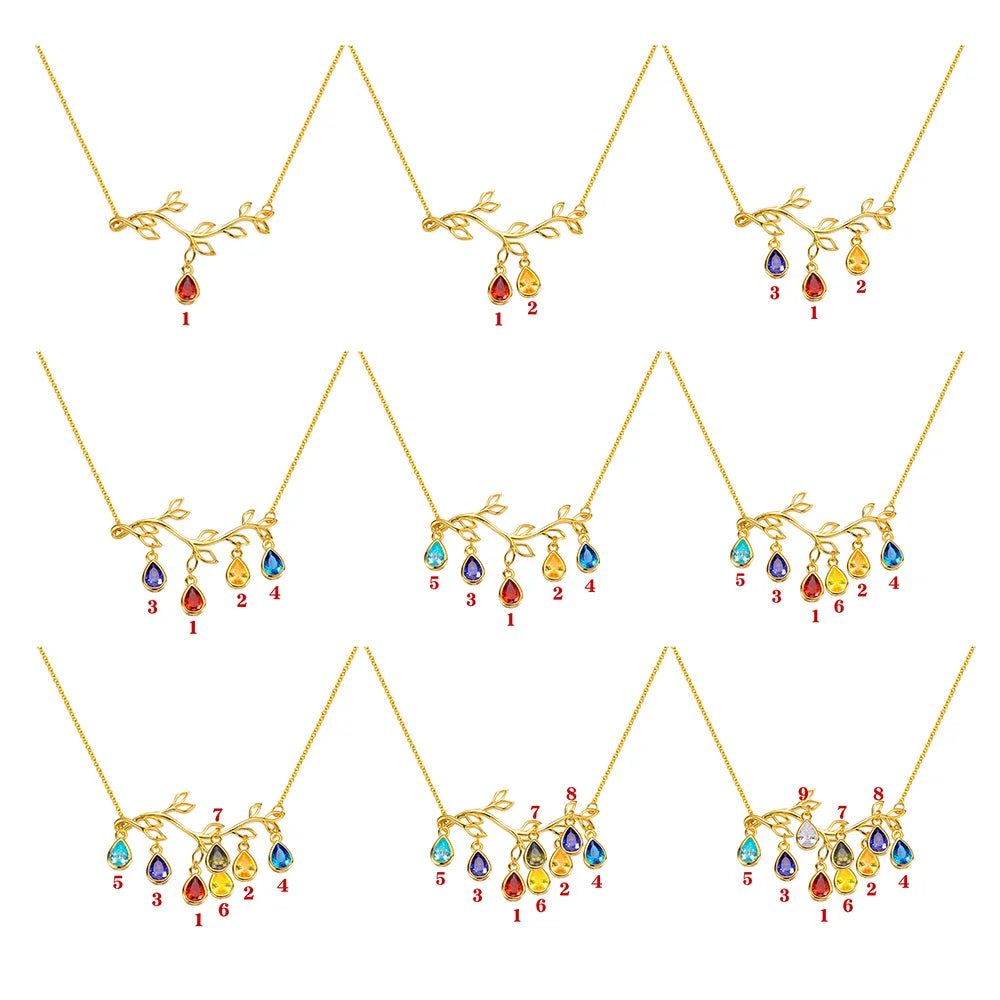 Personalized Family Tree Branch Birthstone/Letter Necklace/Bracelet - Glamour