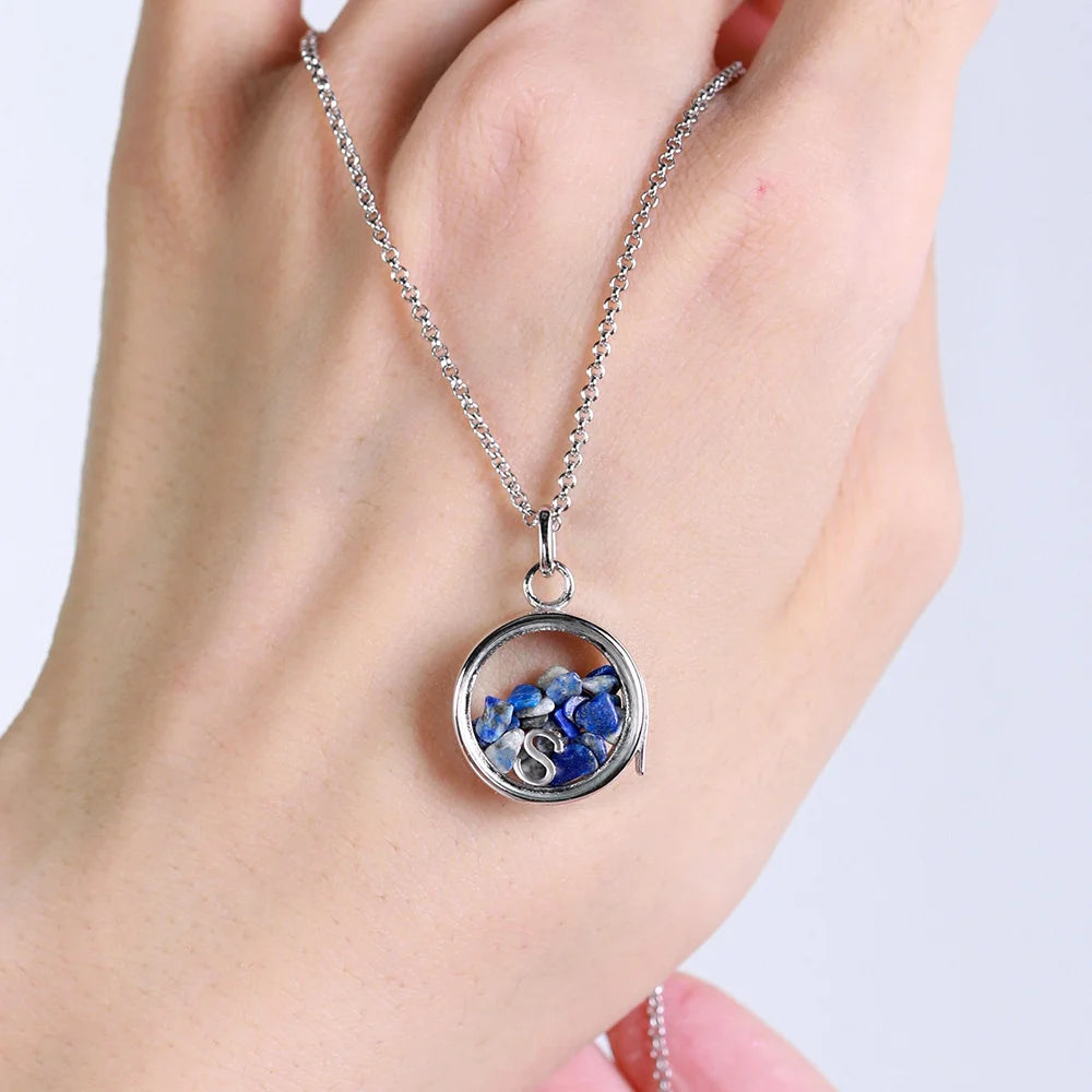 Customized Freely-Moves Gemstones and Letters Necklace - Glamour