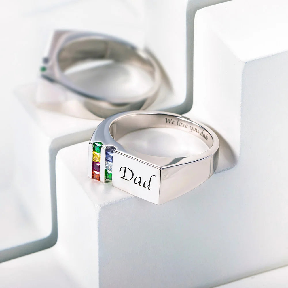 Personalized Men's Ring with Birthstones - Glamour