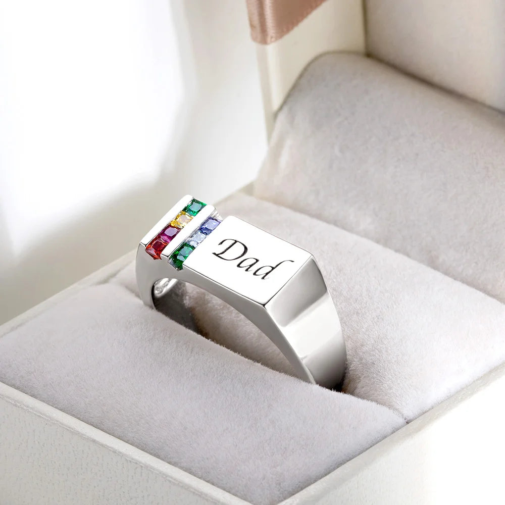 Personalized Men's Ring with Birthstones - Glamour