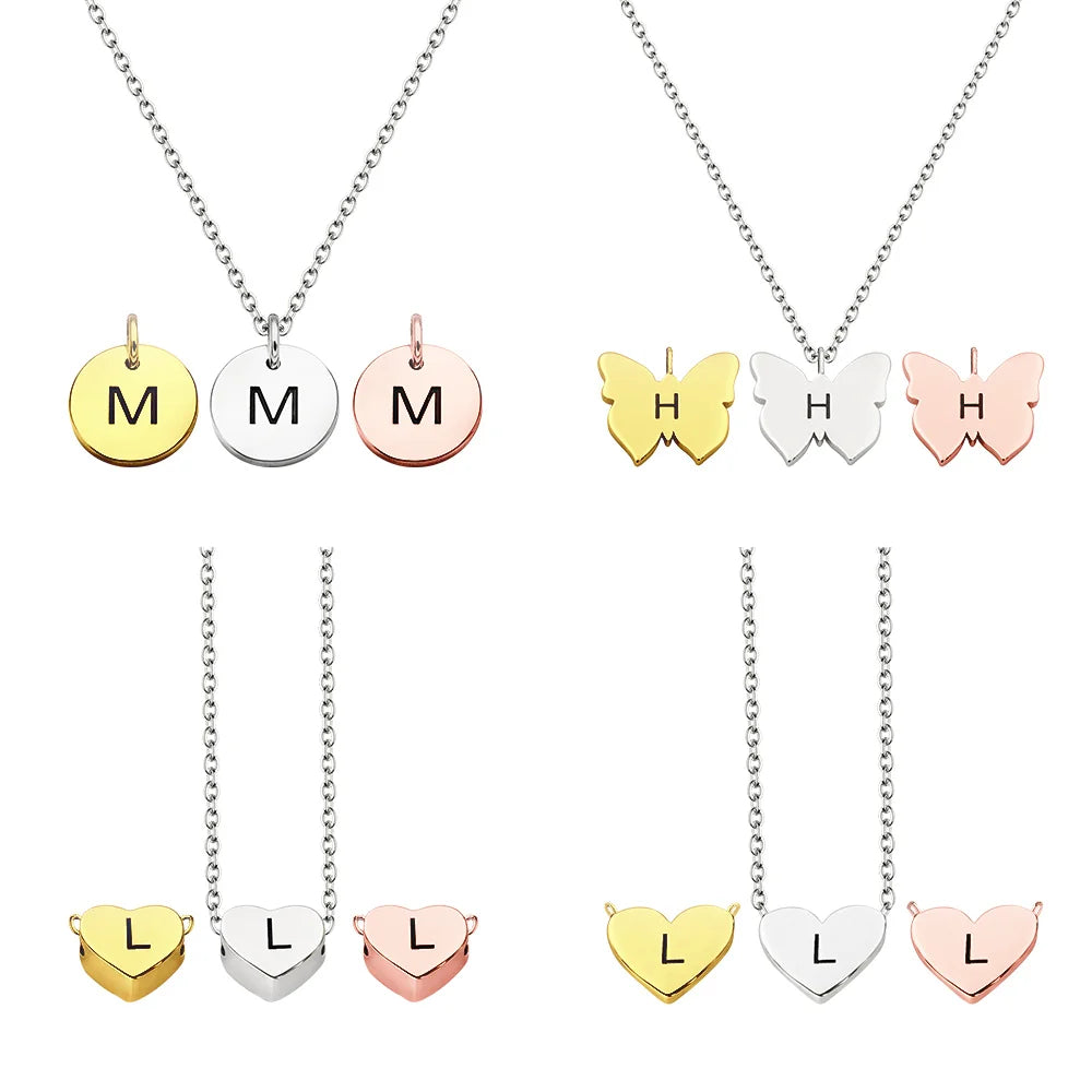 4 Shapes Custom Initial Necklace for Kids - Glamour