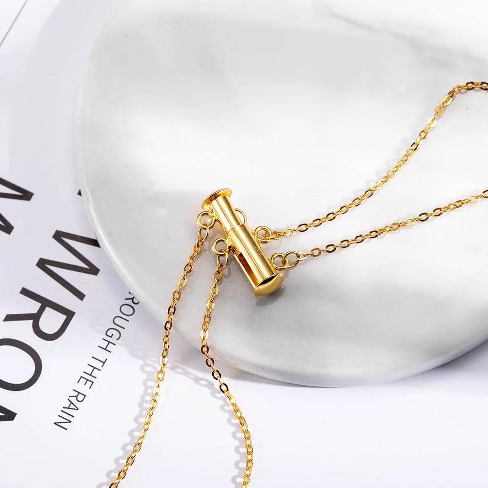 Custom Layered Moonstone and Initials Necklace - Glamour