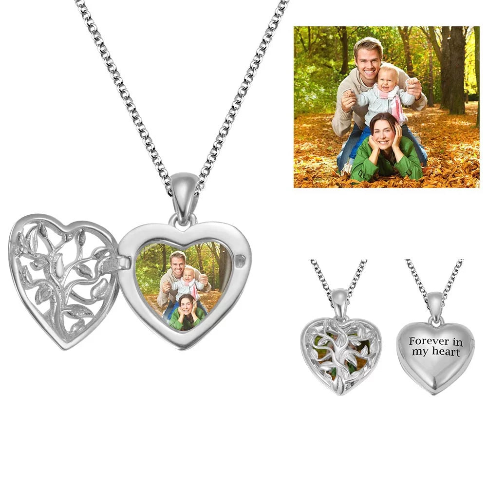 Personalized Hollow Heart Photo Necklace - Glamour