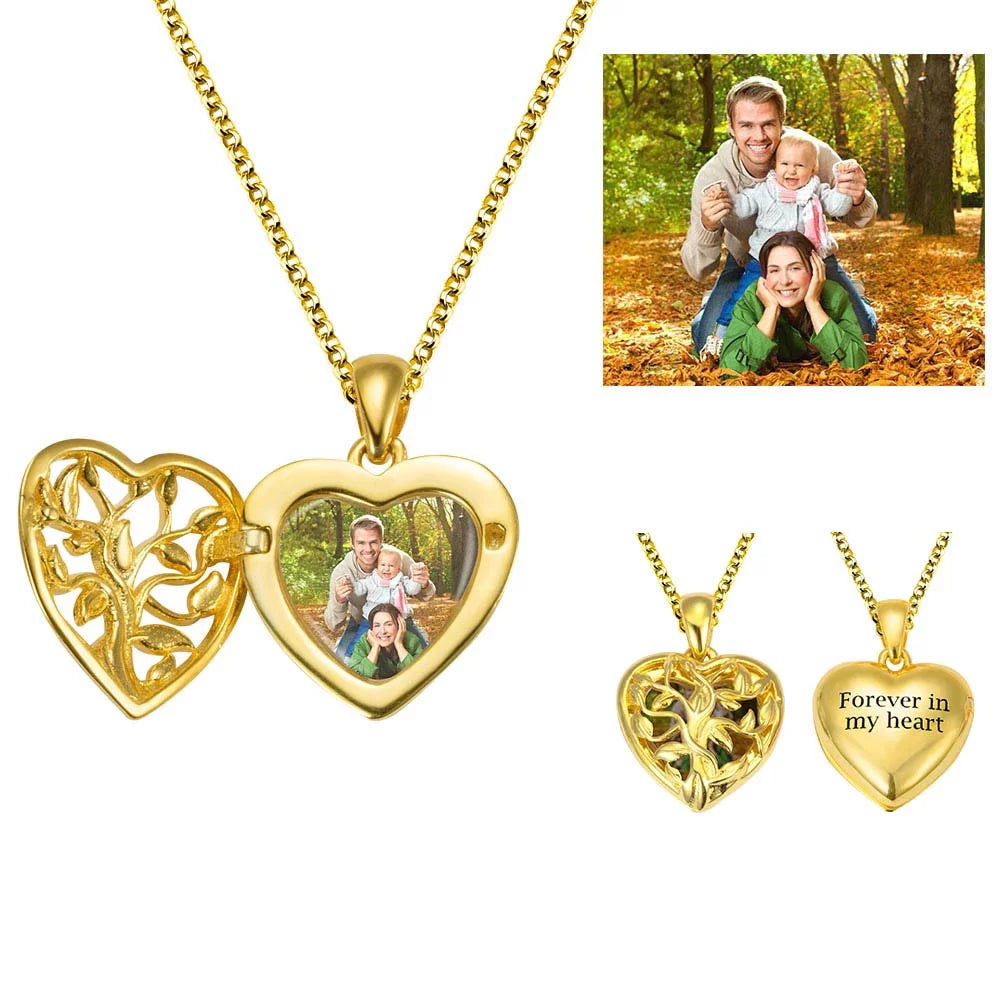 Personalized Hollow Heart Photo Necklace - Glamour