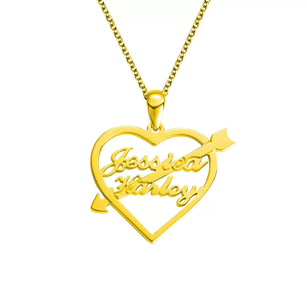 Personalized Heart Arrow Name Necklace - Glamour