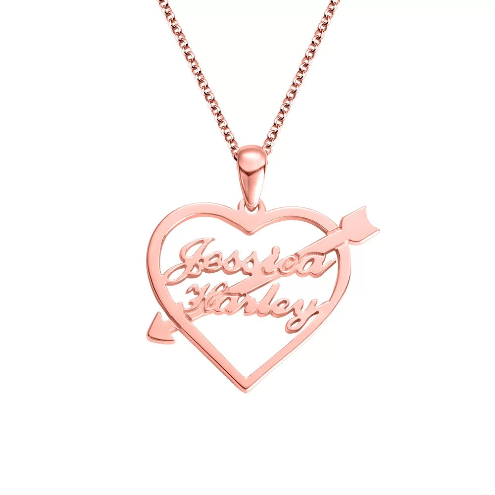 Personalized Heart Arrow Name Necklace - Glamour
