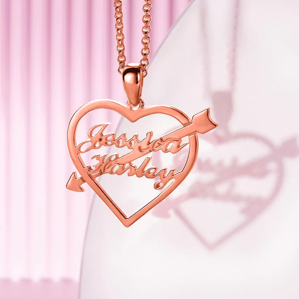 Personalized Heart Arrow Name Necklace - Glamour