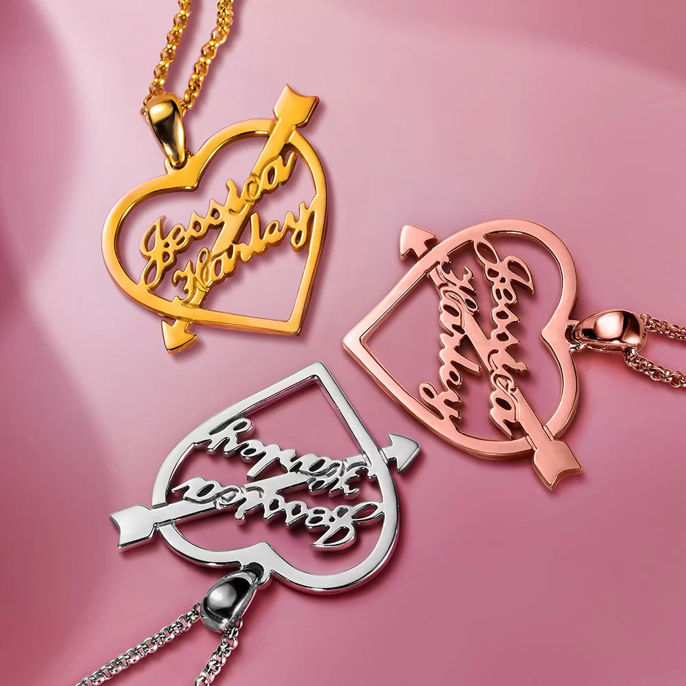 Personalized Heart Arrow Name Necklace - Glamour