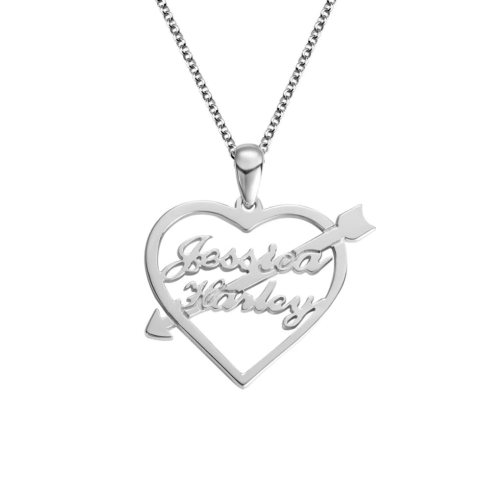 Personalized Heart Arrow Name Necklace - Glamour