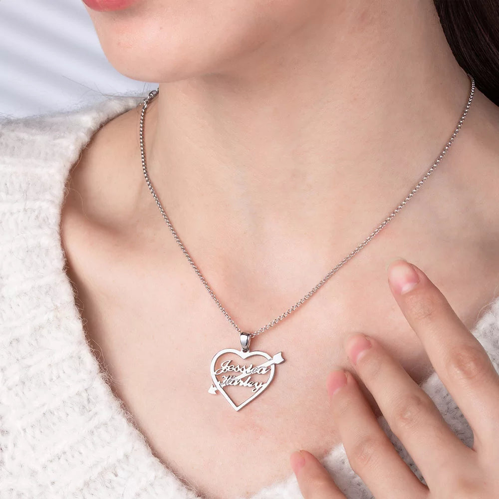 Personalized Heart Arrow Name Necklace - Glamour