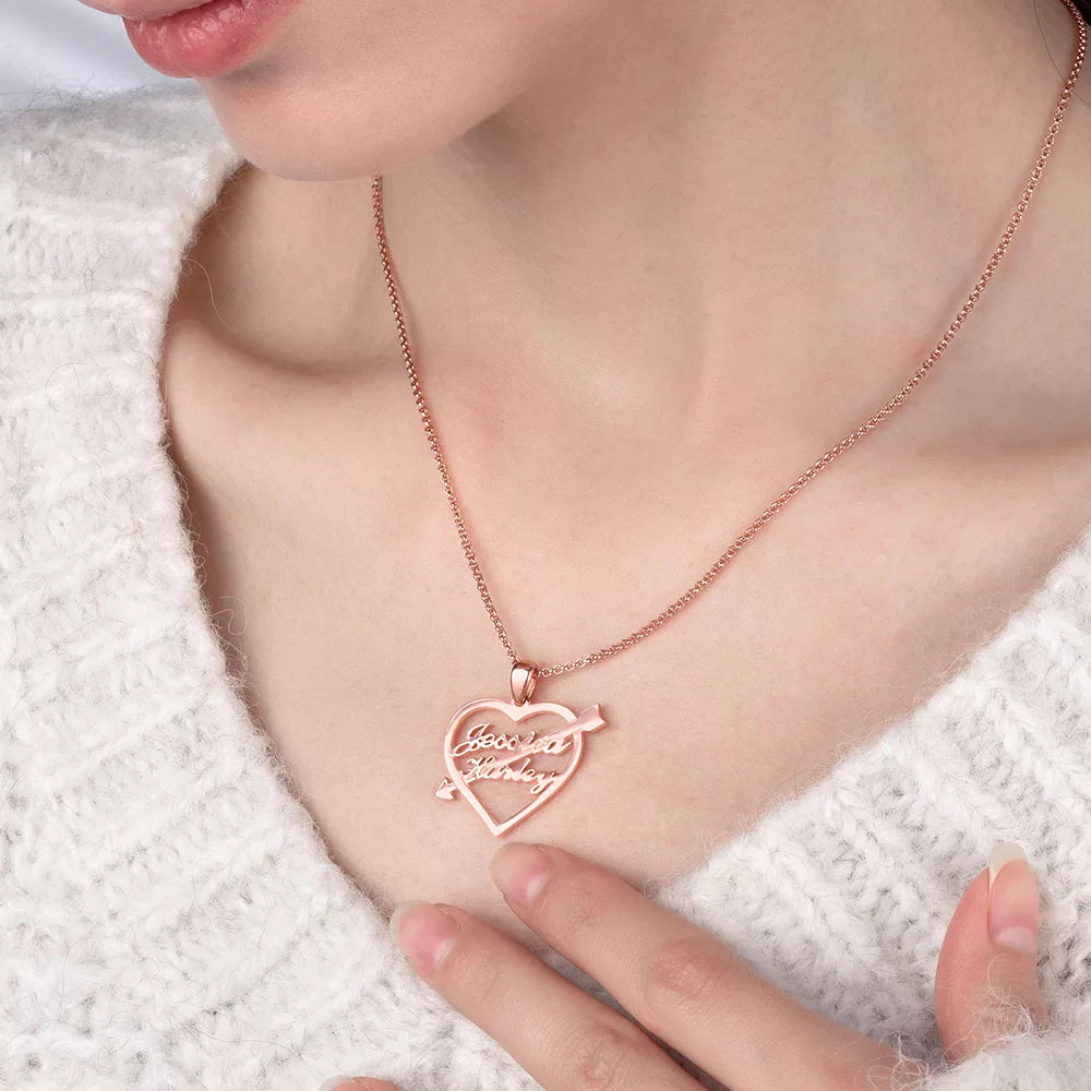 Personalized Heart Arrow Name Necklace - Glamour