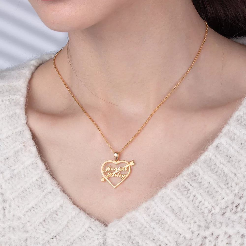 Personalized Heart Arrow Name Necklace - Glamour