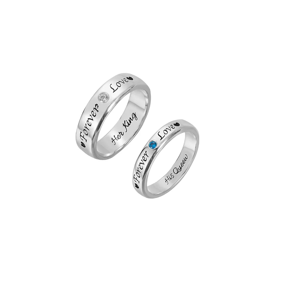 Personalized Birthstone Ring for Couple - Glamour