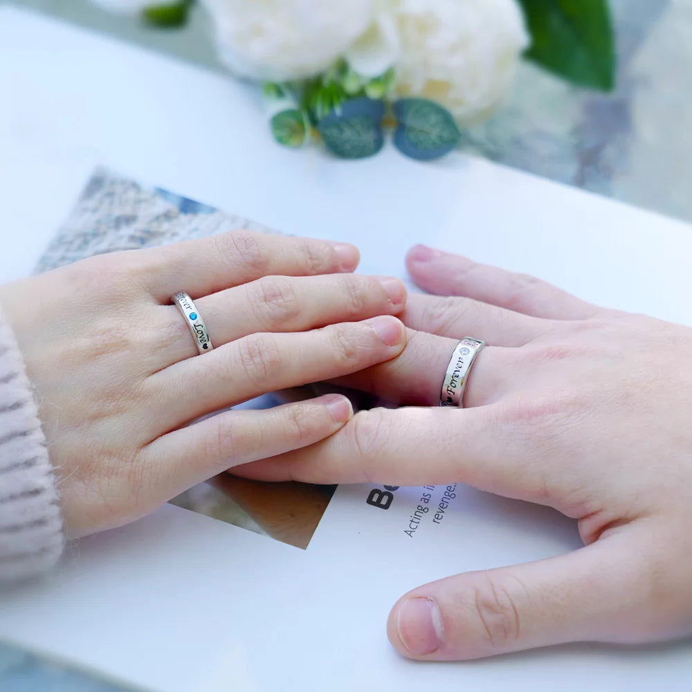 Personalized Birthstone Ring for Couple - Glamour