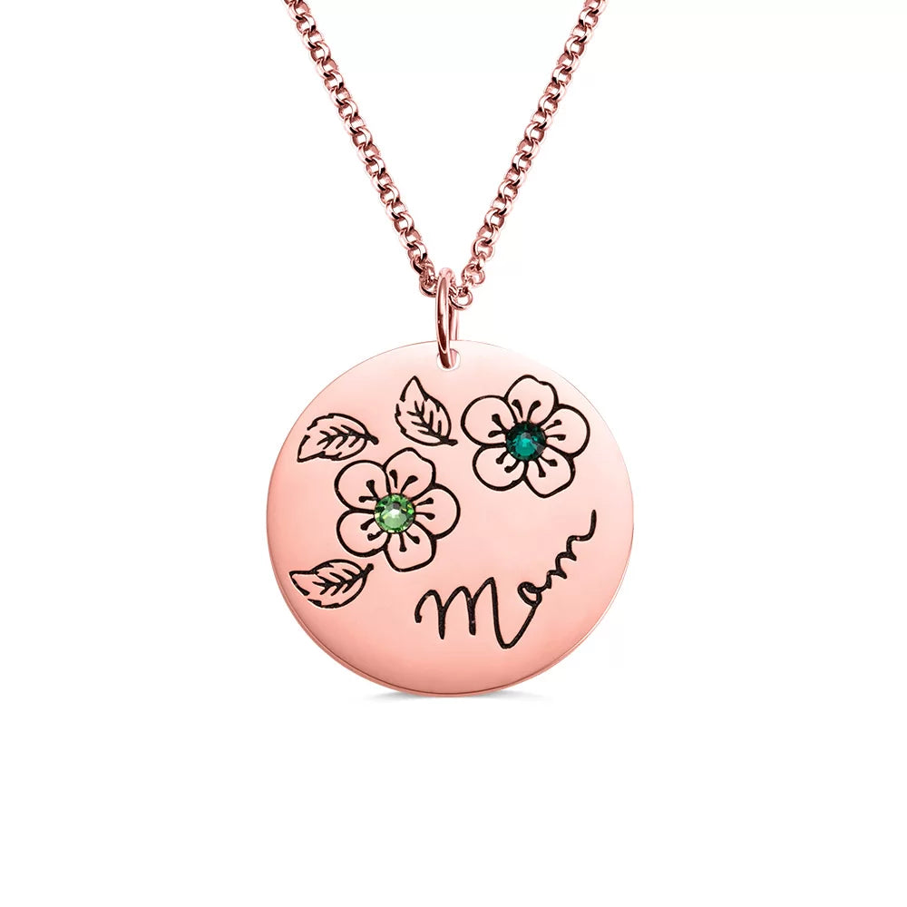 Personalized Birthstone Flower Necklace Gifts for Mother - Glamour