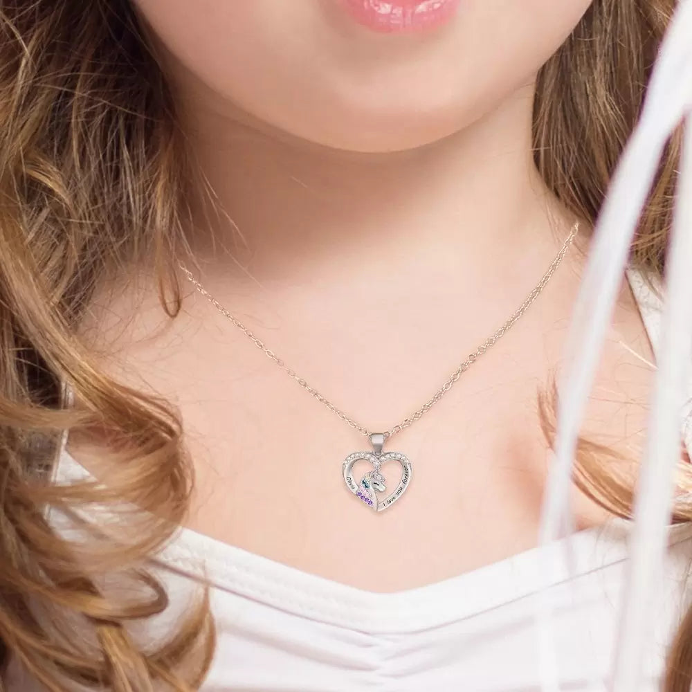 Custom Necklace with Heart Unicorn Pendant - Glamour