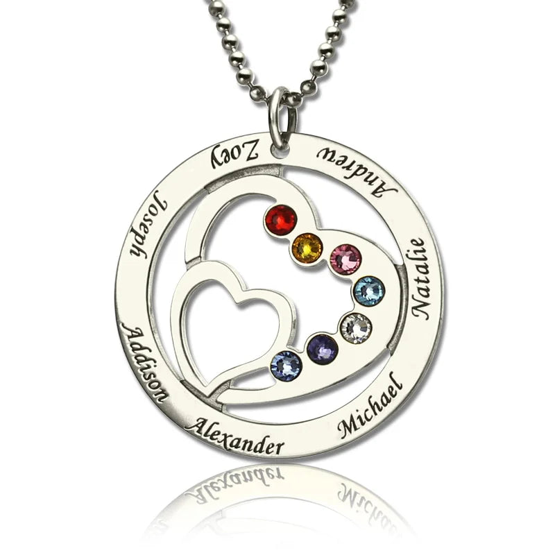 Heart in Heart Birthstone Name Necklace - Glamour