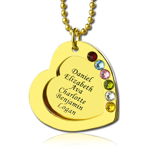 Heart Birthstones Family Necklace - Glamour