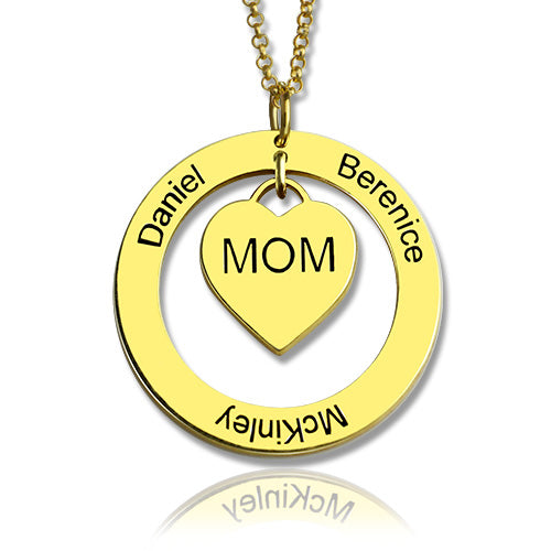 Family Names Necklace For Mom Gold Plating - Glamour