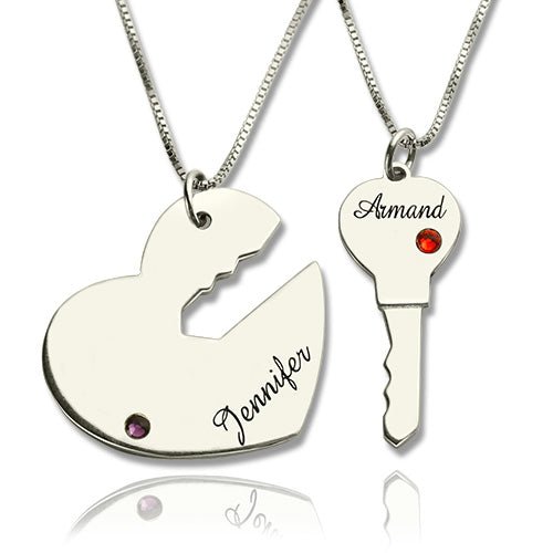 Key to My Heart Name Pendant Set For Couple - Glamour