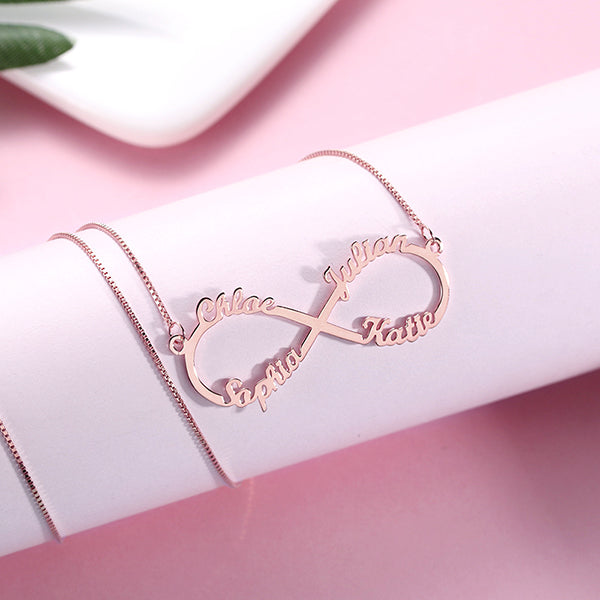 Infinity Necklace With 4 Names - Glamour