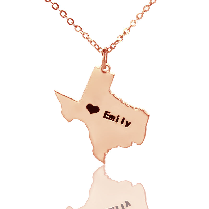 Map Necklace With Heart & Name - Glamour