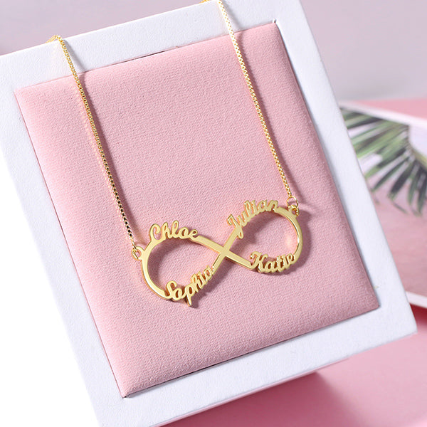 Infinity Necklace With 4 Names - Glamour