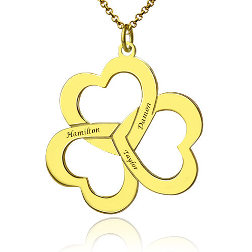 Personalized Triple Hearts Necklace - Glamour